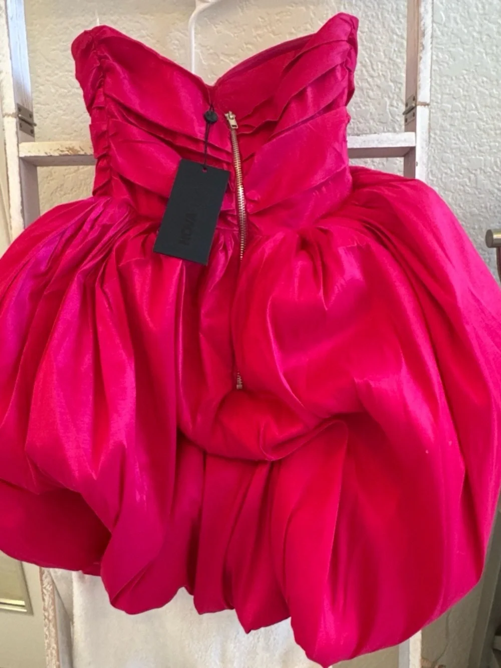 Fashion Nova Hot Pink Strapless Satin Party Dress for Girls